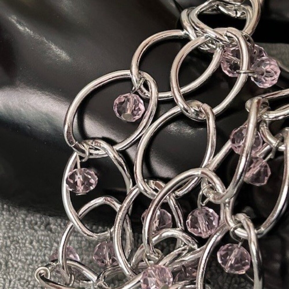 Pink & Silver Necklace and Bracelet - Picture 4 of 6